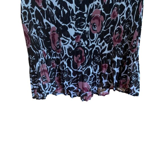 Apt.9 Womens Pleated Button-Down Collared Blouse Black/White/Pink Floral Pattern - Picture 5 of 8